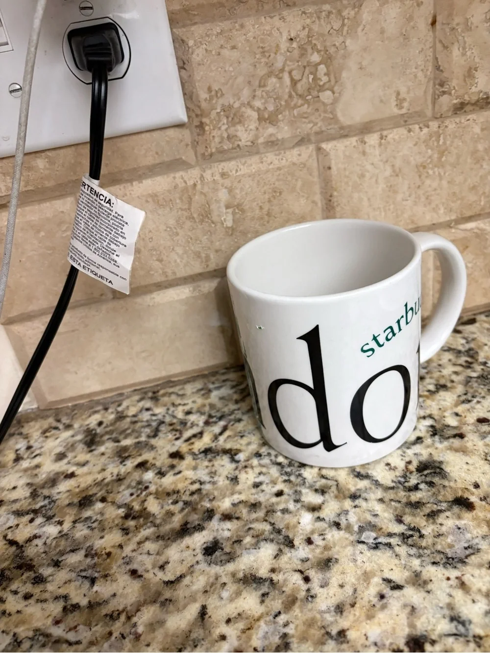 Starbucks White Mug with Green London Clock Artwork